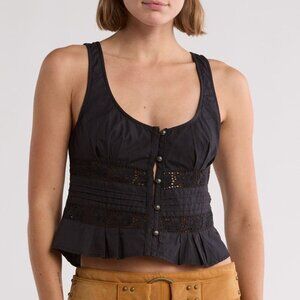 Free People Kianna Eyelet Tank - Black - Size Medium​